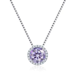 NeeTim 0.5ct 1ct Pink Blue Black Colorful Moissanite Necklaces for Women 925 Sterling Silver Box Chian Pendant Woman's Necklace
