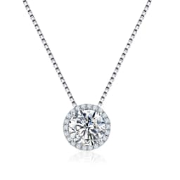 NeeTim 0.5ct 1ct Pink Blue Black Colorful Moissanite Necklaces for Women 925 Sterling Silver Box Chian Pendant Woman's Necklace