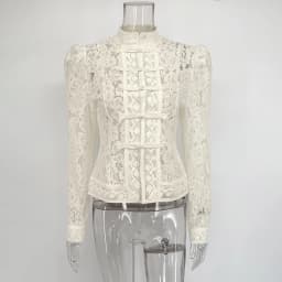 Tuularose Luxury Lace Blouse Fashion Lace Print Single Breasted Slim Shirt Vintage Elegant Party Looks Summer Women Blouse Tops