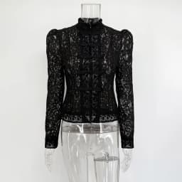 Tuularose Luxury Lace Blouse Fashion Lace Print Single Breasted Slim Shirt Vintage Elegant Party Looks Summer Women Blouse Tops