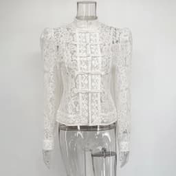 Tuularose Luxury Lace Blouse Fashion Lace Print Single Breasted Slim Shirt Vintage Elegant Party Looks Summer Women Blouse Tops