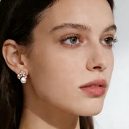 Real Freshwater Earrings with Natural Pearls,Flower White Natural Pearl Earrings Jewelry Wife Mother Birthday Gifts Pink Black