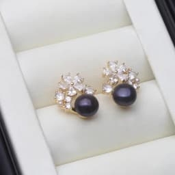 Real Freshwater Earrings with Natural Pearls,Flower White Natural Pearl Earrings Jewelry Wife Mother Birthday Gifts Pink Black