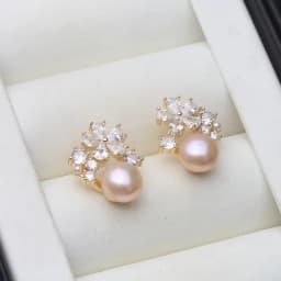 Real Freshwater Earrings with Natural Pearls,Flower White Natural Pearl Earrings Jewelry Wife Mother Birthday Gifts Pink Black