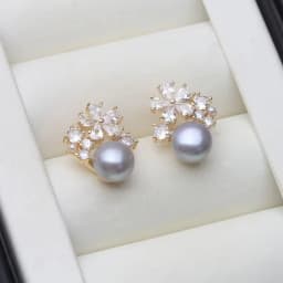 Real Freshwater Earrings with Natural Pearls,Flower White Natural Pearl Earrings Jewelry Wife Mother Birthday Gifts Pink Black