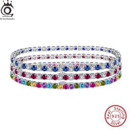 ORSA JEWELS Exquisite 3mm Sapphire Blue Sparkling Tennis Bracelet S925 Sterling Silver Cubic Zirconia Fashion CZ Bracelet SB137