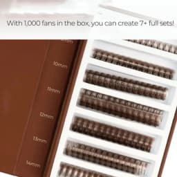 3D 6D 8D Brown Colored 1000 Fans PBT Hybrid Premade Volume Fan Sharp Pointy Stem Premade Lashes Extension Thin Root XL Tray Lash