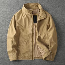 2025 Autumn and Winter American Retro Woven Cargo Jacket Men's Trendy 100% Cotton Washed Stand Collar Slim Tough Guy Casual Coat