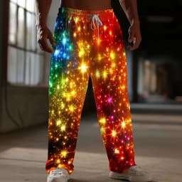 Christmas Men's Sparkling Glitter Christmas Light Pants Trousers Casual Pants Mid Waist Drawstring Casual Straight Leg Trousers