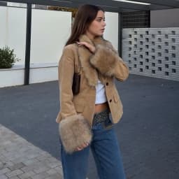 MUJER Faux Fur Suede Blazers for Women Faux Leather Women's Tailoring Blazers Winter Luxury Woman Blazer Fitted Coats and Jacket