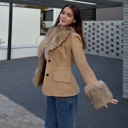 MUJER Faux Fur Suede Blazers for Women Faux Leather Women's Tailoring Blazers Winter Luxury Woman Blazer Fitted Coats and Jacket