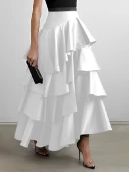 TWOTWINSTYLE Solid Patchwork Folds Skirt For Women High Waist Loose Elegant Temperament Skirts Female Fashion Style Clothing New