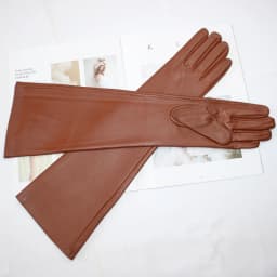 New Women's Long Sheepskin Gloves Solid Color Versatile Warm Velvet Lining Winter Genuine Leather Gloves