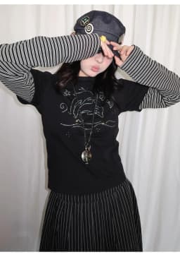 Tonngirl Y2k Vintage T-shirt Women Long Sleeve Patchwork Japanese 2000s Grunge Tops Streetwear American Retro Print Graphic Tops