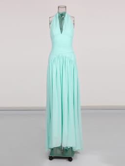 TWOTWINSTYLE Solid Slimming Spliced Folds Elegant Dresses for Women Halter Sleeveless High Waist Long Dress Female Clothing New