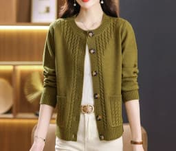 Women's Sweater Korean O-Neck Cardigan For Women Clothing Knitwear Autumn Loose Long Sleeve Tops Button Wool Sweaters Female
