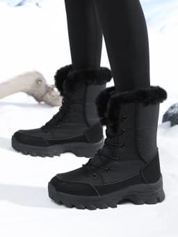 Winter Snow Boots for Women, Waterproof, Non-Slip, Warm, Northeast-Style Large Cotton Shoes, Ski Boots, Fleece-Lined, Thickened, Wear-Resistant, High-Top Cotton Boots