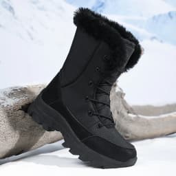Winter Snow Boots for Women, Waterproof, Non-Slip, Warm, Northeast-Style Large Cotton Shoes, Ski Boots, Fleece-Lined, Thickened, Wear-Resistant, High-Top Cotton Boots