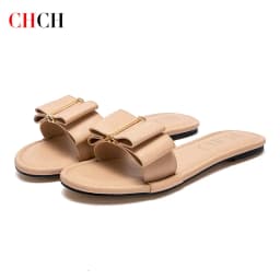 Women's Flat Shoes CHCH New Summer Bow Casual Slippers Black Commuting Woman Shoes