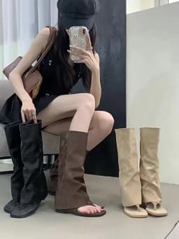 New 2025 Summer Women Sandals Boots Fashion Open Toe Flats Sheepskin Sandals Retro High Top Ladies Street Shoes Zapatos De Mujer