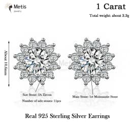 0.5CT D VVS1 Moissnaite Diamond Earring for Women 925 Sterling Silver Plated 18k White Gold Stud Ear Wedding Fine Jewelry