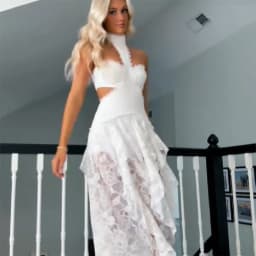 Elegant High End Lace Patchwork Dresses Women's Trendy Hollow Robe Irregular Design Vistidos 2026 New Spring Party Halter Gown