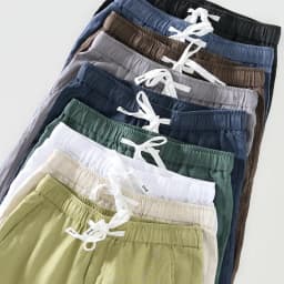 Spring Summer New Breathable 100% Linen Straight Pants Men Clothing Casual Simple Slim Trousers BL8236