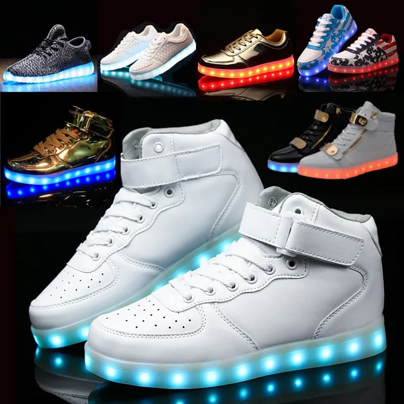 Size 25-46 Couples Womens&Mens Luminous Sneakers Glowing USB Charge Boys LED Shoes Girls Footwear LED Street Shoes
