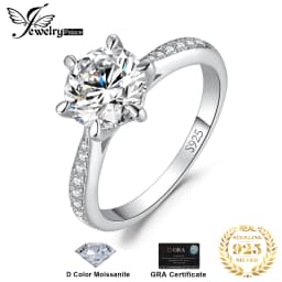 JewelryPalace Moissanite D Color 1ct 1.5ct 2ct 3ct Round S925 Sterling Silver Wedding Engagement Ring for Women