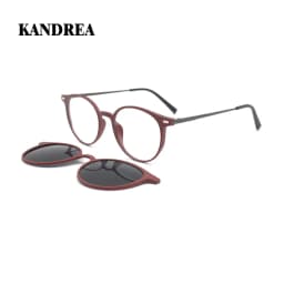 KANDREA Metal Vintage Magnetic Sunglasses Women Clip 2 IN 1 Optical Myopia Eyeglasses Men Polarized Prescription Glasses S2124