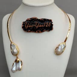 White Keshi Pearl 18 K Yellow Gold Plated Choker Necklace