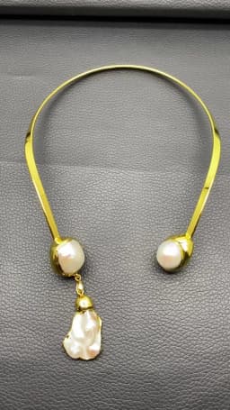 White Keshi Pearl 18 K Yellow Gold Plated Choker Necklace