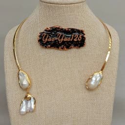 White Keshi Pearl 18 K Yellow Gold Plated Choker Necklace