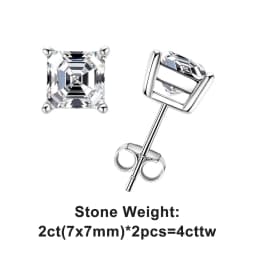 AnuJewel 10K Gold Post 4/2/1ct Asscher Cut Moissanite Stud Earrings Anti-allergy Eearrings For Women Jewelry Wholesale