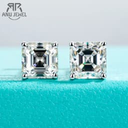 AnuJewel 10K Gold Post 4/2/1ct Asscher Cut Moissanite Stud Earrings Anti-allergy Eearrings For Women Jewelry Wholesale