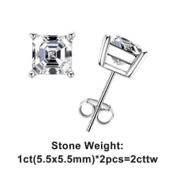 AnuJewel 10K Gold Post 4/2/1ct Asscher Cut Moissanite Stud Earrings Anti-allergy Eearrings For Women Jewelry Wholesale