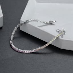 New 2 mm Rainbow Solid 925 Silver Jewelry Colorful Cubic Zircon Colorful Pretty Tennis Chain Bracelets