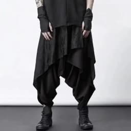 ARENS Men's Vintage Neutral Loose Culottes Y2K Gothic Wide Leg Pants Oversize Harajuku Japanese Style Creative Trousers