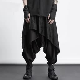 ARENS Men's Vintage Neutral Loose Culottes Y2K Gothic Wide Leg Pants Oversize Harajuku Japanese Style Creative Trousers
