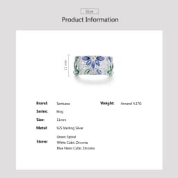 SANTUZZA Real 925 Sterling Silver Rings For Women Sparkling Blue Green Spinel White CZ Cluster Flower Marquise Fine Jewelry