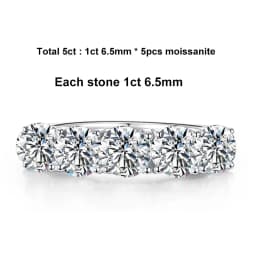 NeeTim 5mm 6.5mm Full Moissanite Ring for Women S925 Sterling Silver Eternity Engagement Sparkling Band Wedding Rings Jewelry