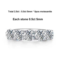 NeeTim 5mm 6.5mm Full Moissanite Ring for Women S925 Sterling Silver Eternity Engagement Sparkling Band Wedding Rings Jewelry