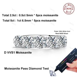 NeeTim 5mm 6.5mm Full Moissanite Ring for Women S925 Sterling Silver Eternity Engagement Sparkling Band Wedding Rings Jewelry