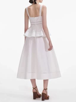 TWOTWINSTYLE Hollow Out Elegant Set For Women Square Collar Sleeveless Vest Casual Skirt White Two Piece Sets Female Fahion