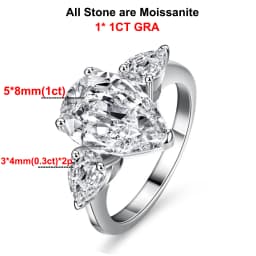 Waterdrop Shape Full Moissanite Engagement Rings for Women 925 Sterling Silver Wedding Band Jewelry Pear Cut Diamond with GRA