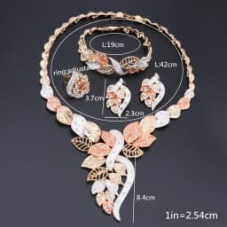 Brazilian Flower Necklace Dubai Jewelry Sets For Women Italian Necklace Bracelet Earring Ring African Wedding Exquisite Suit