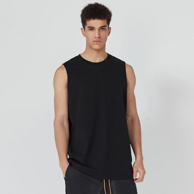 2026 Brand New 180g Solid Cotton Men's Basic Tank Top Sleeveless T-shirt Athleisure Fitness Casual Men Vest Tanks Tops For Male