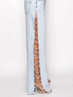 Sexy Hole Rhinestone Denim Pants Women Fashion Baggy Pants Hotwife Streetwear High Waist Wide Leg Jeans Woman Clothing Trousers
