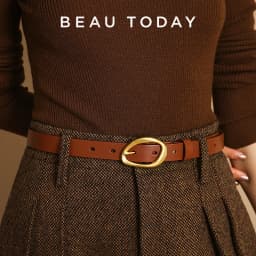 BEAUTODAY Leather Belt Women Cowskin Irregular Metal Buckle Retro Pin Copper Female Waistband for Jeans Dresses Pants A91040