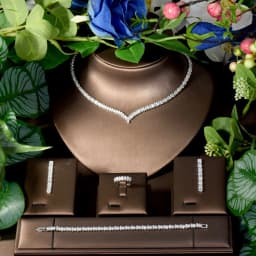 HIBRIDE Hot Fashion French Niche 4pcs Set Ambience Hundred CZ Zirconia Dubai Necklace Earrings Bridal Wedding Gift Party S-144